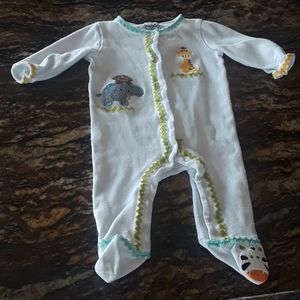 Mud Pie Baby pajamas button up and footed